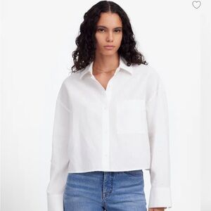 Madewell The Signature Oxford Crop Shirt White Size Large